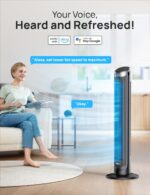 Dreo Smart Tower Fan for Bedroom, 90° Oscillating 40" Standing Fan, 26ft/s High-Speed 5 Speeds 4 Modes, Quiet Room Floor Fans, Touch/Remote/APP & Voice Control, Work with Alexa, 12H Timer, Silver - Image 8