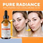 Professional Vitamin C Face Serum 20%, Anti Aging Facial Super Vit C Serum with Ascorbic Acid Hyaluronic Acid & Vitamin E for Dark Spots, Skin Care, Christmas Gift & Stocking | 1 Fl. Oz - Image 4