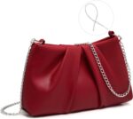 Dasein Elegant Pleated Evening Bag Soft Vegan Leather Clutch Purse Dressy Formal Handbag with 2 Chain Straps for Women - Image 2
