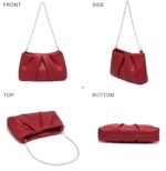 Dasein Elegant Pleated Evening Bag Soft Vegan Leather Clutch Purse Dressy Formal Handbag with 2 Chain Straps for Women - Image 4