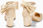 Coutgo Womens Chunky Heels Low Heel Ankle Strap D'Orsay Pumps Closed Pointed Toe Wedding Bridal Shoes - Image 5