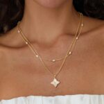 Fettero Gold Clover Necklace for Women Dainty 14K Gold Plated CZ Pendant Necklace Adjustable Chain Choker Charm Colorful Clover Pendant Lucky Necklaces for Women Jewelry - Image 3