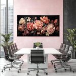 Flower Wall Decor Pink and White Botanical Painting Home Decor Aesthetic Framed Artwork for Living Room Bedroom Office Room Decor 24"x 48" - Image 3