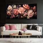 Flower Wall Decor Pink and White Botanical Painting Home Decor Aesthetic Framed Artwork for Living Room Bedroom Office Room Decor 24"x 48" - Image 6