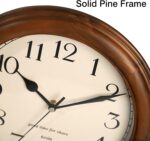 Wooden Wall Clock with Retro Design, 11 Inches Round Wall Clocks Battery Operated Silent Non-Ticking, Big Arabic Numerals, for Kitchen Living Room Classroom Gym and Pool, Brown - Image 3