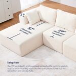 KINGYES 107'' Modular Sectional Sofa, L Shaped Cloud Couch for Living Room, Modern Boneless Sofa with Chaise for Bedroom, Beige - Image 7