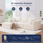 KINGYES 107'' Modular Sectional Sofa, L Shaped Cloud Couch for Living Room, Modern Boneless Sofa with Chaise for Bedroom, Beige - Image 8