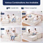 KINGYES 107'' Modular Sectional Sofa, L Shaped Cloud Couch for Living Room, Modern Boneless Sofa with Chaise for Bedroom, Beige - Image 9