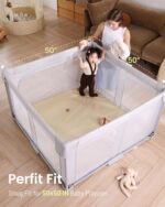 Baby Padded Floor Mat: 2025 Upgrade 2-in-1 Foldable 47x47 Foam Soft Mat & Play Pit- 1.4inch Extra Thick Vegan Leather Waterproof Play Mat for 50x50 Playpen -Playmat for Infants Babies - Image 3