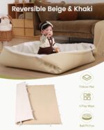 Baby Padded Floor Mat: 2025 Upgrade 2-in-1 Foldable 47x47 Foam Soft Mat & Play Pit- 1.4inch Extra Thick Vegan Leather Waterproof Play Mat for 50x50 Playpen -Playmat for Infants Babies - Image 4