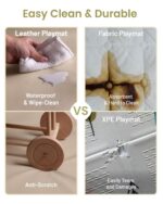 Baby Padded Floor Mat: 2025 Upgrade 2-in-1 Foldable 47x47 Foam Soft Mat & Play Pit- 1.4inch Extra Thick Vegan Leather Waterproof Play Mat for 50x50 Playpen -Playmat for Infants Babies - Image 5