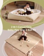Baby Padded Floor Mat: 2025 Upgrade 2-in-1 Foldable 47x47 Foam Soft Mat & Play Pit- 1.4inch Extra Thick Vegan Leather Waterproof Play Mat for 50x50 Playpen -Playmat for Infants Babies - Image 9