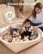 Baby Padded Floor Mat: 2025 Upgrade 2-in-1 Foldable 47x47 Foam Soft Mat & Play Pit- 1.4inch Extra Thick Vegan Leather Waterproof Play Mat for 50x50 Playpen -Playmat for Infants Babies - Image 10