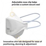 3M Aura Particulate Respirator 9205+, N95, Pack of 20 Disposable Respirators, Individually Wrapped, 3 Panel Flat Fold Design Allows for Facial Movements, Comfortable, NIOSH Approved, Smoke - Image 3