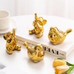 Set of 2 Small Birds Statues Gold Home Decor Modern Boho Style Figurine Decorative Ornaments for Living Room, Bedroom, Office Desktop, Cabinets, Shelf - Image 7