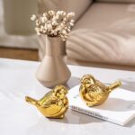 Set of 2 Small Birds Statues Gold Home Decor Modern Boho Style Figurine Decorative Ornaments for Living Room, Bedroom, Office Desktop, Cabinets, Shelf - Image 8