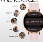 Smart Watches for Women,1.27" HD Fitness Tracker Answer/Make Call, Heart Rate/Sleep/SpO2，Round Smart Watch for iPhone/Samsung/Android,IP68 Waterproof，110+ Sport Mode-Pink(2 Bands) - Image 7