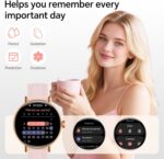 Smart Watches for Women,1.27" HD Fitness Tracker Answer/Make Call, Heart Rate/Sleep/SpO2，Round Smart Watch for iPhone/Samsung/Android,IP68 Waterproof，110+ Sport Mode-Pink(2 Bands) - Image 9