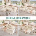 YITAHOME 107 Inch Cloud Modular Sofa with L-Shape Chaise, Deep Seat & 3 Pillows, Corduroy Couch for Living Room Bedroom, No Assembly Needed, Milky White - Image 6