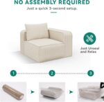 YITAHOME 107 Inch Cloud Modular Sofa with L-Shape Chaise, Deep Seat & 3 Pillows, Corduroy Couch for Living Room Bedroom, No Assembly Needed, Milky White - Image 7