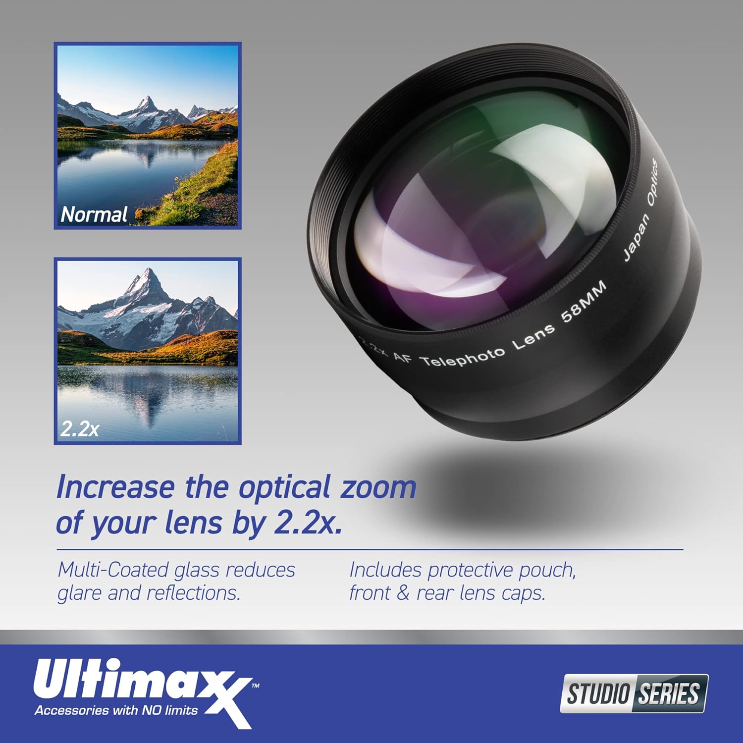 Ultimaxx 55MM Complete Lens Filter Accessory Kit with 55MM 2.2X Telephoto, .43x Wide Angle/Macro Lenses, 4PC Close Up Filter Set & More Designed for All DSLR Cameras - Image 3