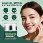 Collagen, Retinol & Hyaluronic Acid Cream – Anti Aging Face & Neck Moisturizer for Women & Men, Day & Night Facial Cream for Wrinkles, Firming, and Hydrating Skin Care 1.7 fl.oz - Image 8