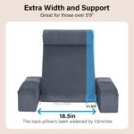 ENITYA Reading Pillow with Arms for Bed Support, 21" Large Back Support Pillow for Sitting up, Wedge Pillow for Reclining, Watching TV, Reading, Gaming, Resting in Bed, Couch or Floor, Grey - Image 3