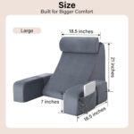 ENITYA Reading Pillow with Arms for Bed Support, 21" Large Back Support Pillow for Sitting up, Wedge Pillow for Reclining, Watching TV, Reading, Gaming, Resting in Bed, Couch or Floor, Grey - Image 6