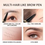 Eyebrow Pen,2-in-1 Waterproof Eyebrow Pencil with 4 Tip Microblading Brow Pen and Ultra-Precise Brow Pencil,with Dual-ended Eyebrow Brush,Eyebrow Makeup for Natural Looking - Dark Brown - Image 7