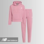 New Balance Girls 3pc Sweatsuit - Cotton Blend Fleece Activewear Set - Pullover Crewneck Hoodie, T-Shirt, Jogger, (4-12) - Image 7