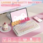 YUNZII C75 Wireless Mechanical Keyboard,75% Layout, Hot-Swappable NKRO,BT5.0/2.4G/USB-C Mode,Dye-Sub PBT MOA Keycaps,RGB Gasket Mount,Cute Cake Design for Mac/Win/Gaming (Beige, Candy Switch) - Image 7