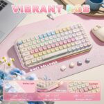 YUNZII C75 Wireless Mechanical Keyboard,75% Layout, Hot-Swappable NKRO,BT5.0/2.4G/USB-C Mode,Dye-Sub PBT MOA Keycaps,RGB Gasket Mount,Cute Cake Design for Mac/Win/Gaming (Beige, Candy Switch) - Image 8