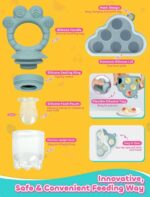 Baby Breastmilk Popsicle Molds & Fruit Food Feeder Pacifier, Silicone Baby Food Storage Containers, Baby Popsicle Molds Teething for Toddler Teething & Infant Self Feeding (Blue) - Image 6