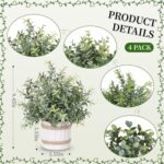Der Rose 4 Pack Farmhouse Fake Plants Artificial Plants for Home Kitchen Office Desk Rustic Table Boho Aesthetic Room Decor Indoor - Image 4