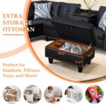 Wakefit Sectional Sofa Couch, Modern 4-Seaters Living Room Furniture Sets with Chaise Lounge, Ottoman & 2 Pillows | L Shape Couch | Cup Holder | Faux PU Leather, Black - Image 6