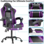 Gaming Chair with Headrest and Lumbar Support, Ergonomic High Back Office Chair, Racing Style Executive Computer Desk Chair, Leather Adjustable Swivel Task Chair for Home Office (Purple) - Image 6