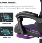 Gaming Chair with Headrest and Lumbar Support, Ergonomic High Back Office Chair, Racing Style Executive Computer Desk Chair, Leather Adjustable Swivel Task Chair for Home Office (Purple) - Image 7