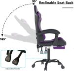 Gaming Chair with Headrest and Lumbar Support, Ergonomic High Back Office Chair, Racing Style Executive Computer Desk Chair, Leather Adjustable Swivel Task Chair for Home Office (Purple) - Image 8