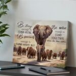 Inspirational Elephant Canvas Wall Art Be Strong African Elephants Print Poster Framed Painting Artwork for Home Bedroom Living Room Wall Decoration 8x10 Inch - Image 4