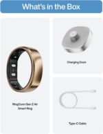 RingConn Gen 2 Air, Ultra-Thin AI Smart Ring, 10-Day Battery Life, Fitness/Sleep/Stress/HR Tracker for Women&Men, No App Fee for Standard Features, iOS & Android Compatible (Size 8, Dune Gold) - Image 10