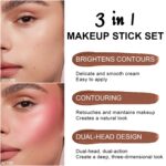 6 Colors Cream Contour Stick Makeup Kit,Shades and Highlighter,Blush and Bronzer Contour Stick for Sculpt the Cheeks,Long Lasting,Waterproof,Matte & Dewy Finish for Woman (SET C) - Image 6
