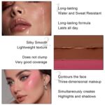 6 Colors Cream Contour Stick Makeup Kit,Shades and Highlighter,Blush and Bronzer Contour Stick for Sculpt the Cheeks,Long Lasting,Waterproof,Matte & Dewy Finish for Woman (SET C) - Image 7