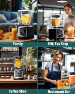Wantjoin Professional Grade Blender - Soundproof & Quiet Commercial Blenders, Removable Shield, 2000W Watte, 67 Oz Capacity - and Frozen Drinks(Black) - Image 8