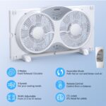 shinic Window Fan with Reversible Airflow Quiet, Twin 9" Blades, Full Remote Control, 3 Functions-3 Speeds, Bathroom Kitchen Window Exhaust Fan, Width Adjustable (From 23.5" to 37") ETL Certified - Image 3
