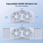 shinic Window Fan with Reversible Airflow Quiet, Twin 9" Blades, Full Remote Control, 3 Functions-3 Speeds, Bathroom Kitchen Window Exhaust Fan, Width Adjustable (From 23.5" to 37") ETL Certified - Image 4