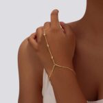 Bracelets for Women,14K Gold/Silver Plated Dainty Hand Chain Bracelets Trendy Ring Bracelet Charm Gold Cuff Bangle Stackable Bracelets Jewelry Adjustable 7"+2" - Image 5