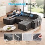 Cloud Sectional Couch with 2 Ottomans & 3 Pillows, Boneless Couches for Living Room, U Shaped Sectional Sofa Deep Seat Comfy Couch for Small Spaces, No Assembly Required, 72h to Restore - Image 4