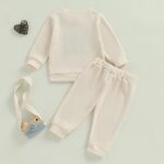 Kupretty Toddler Baby Boy Fall Winter Clothes Embroidery Waffle Knit Sweatshirt Pullover Tops + Casual Pants Outfit Set - Image 8