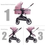 Infant Newborn Baby Stroller - 2 in 1 Pram Stroller with Reversible Seat, for 0-36 Months Babies (Pink) - Image 3
