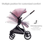 Infant Newborn Baby Stroller - 2 in 1 Pram Stroller with Reversible Seat, for 0-36 Months Babies (Pink) - Image 4